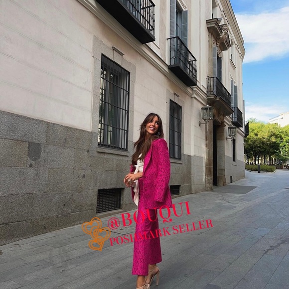 BLOGGERS FAV ZARA PINK TAILORED LACE BLAZER - Picture 7 of 8